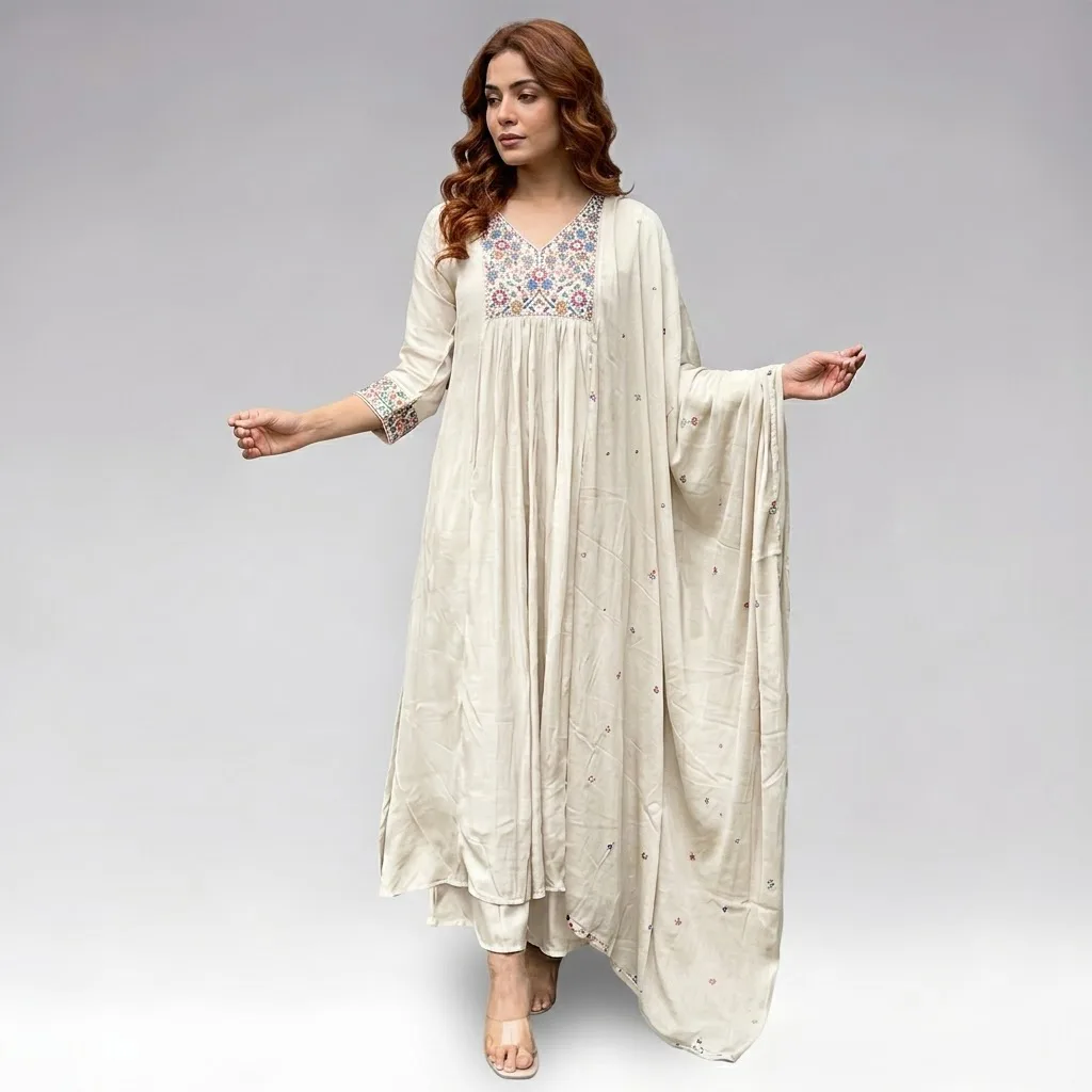 Cotton A-Line Embroidered Kurti